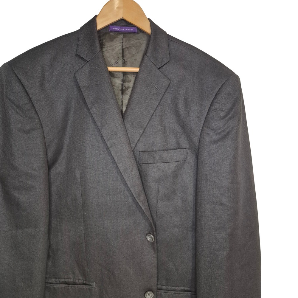 Vinci Sport Coat Mens 46R Charcoal Grey Two Button Formal Blazer Jacket‎ Classic